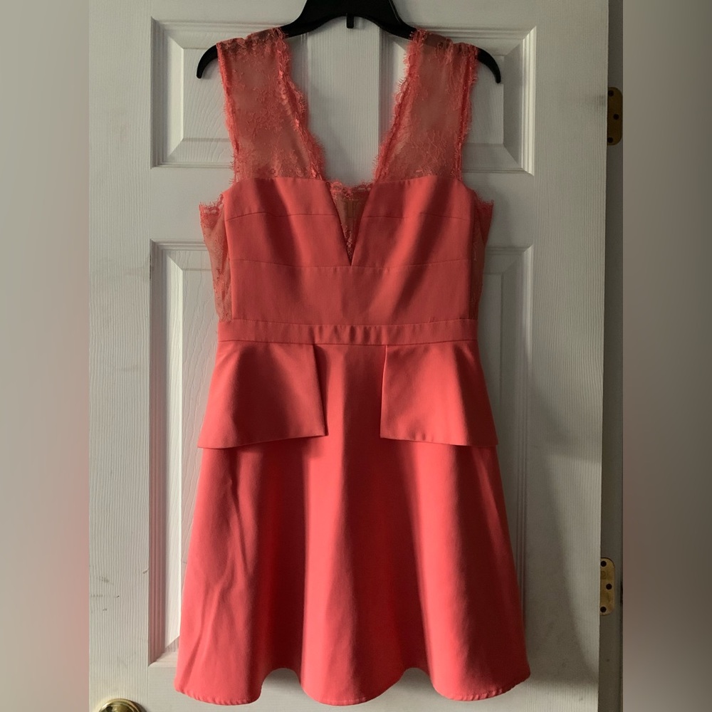 Coral BCBG summer dress! Pretty color, with delicate lace.